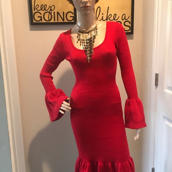 Winter red sweater dress - Picture 2 of 2